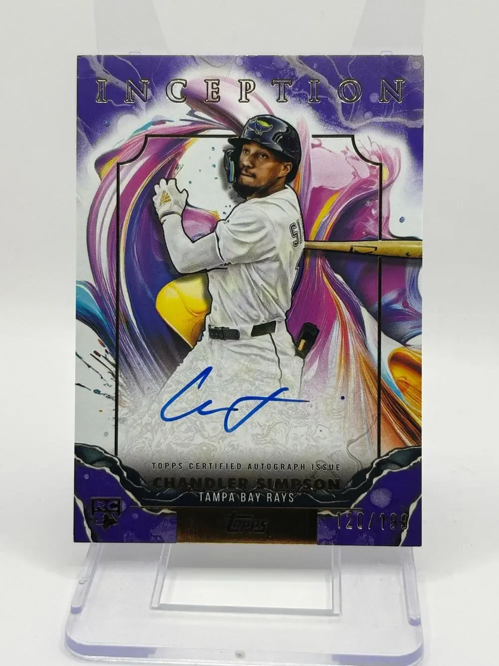 2025 Topps Inception Chandler Simpson Rookie Purple On Card Auto 120/199 SP Rays